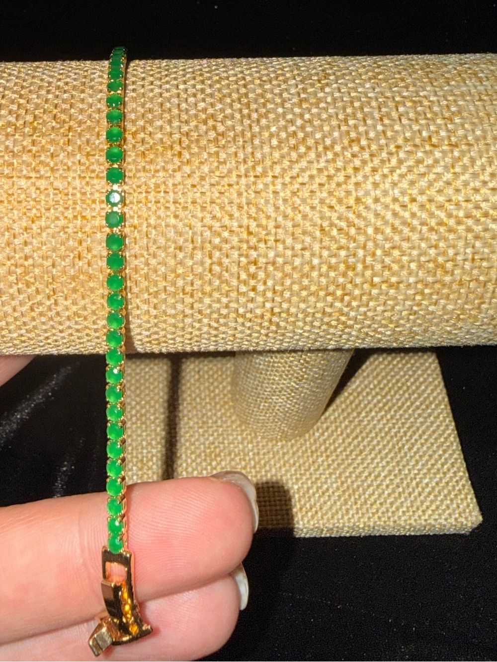 Green Gold-Plated Tennis Bracelet - Women Accessories